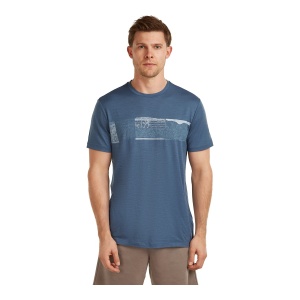 Tricou Barbati Icebreaker Merino 150 Tech Lite Elevation Line Navy