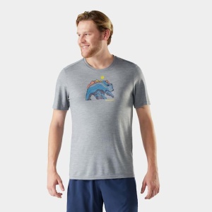 Tricou Merino sport Smartwool Bear Strata Active - gri deschis Light Gray Heather | grafic urs