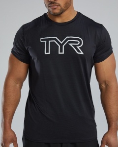Tricou tehnic TYR Airtec Big Logo Tee - negru | respirabil - Img 6