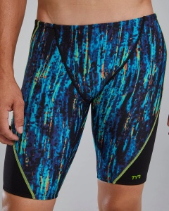 TYR - costum inot barbati tip jammer - Durafast Elite Blade Splice Jammer Aurora - Blue Rainbow | Black - 26 (XS) - Img 5
