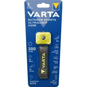 Varta - lanterna frontala Outdoor Sports Ultralight H30R reincarcabila Li-Polimer 300 lumeni - galben lime - Img 4