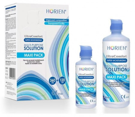 Solutie Întreținere Lentile Ultra Comfort Maxipack, Horien, 120ml + 360ml + Suport Lentile