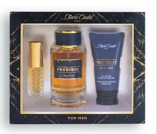 Set cadou 3 produse DC Apa de parfum Prodigio 100 ML+ gel de dus+Mini parfum