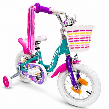 Bicicleta Copii DHS Unicorn - 12 Inch, Albastru/Roz  - Img 2