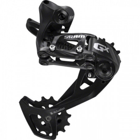 Schimbator spate Sram GX, pt 2x11vit, CageLock, Clutch, cusca medie max42T, negru-rosu