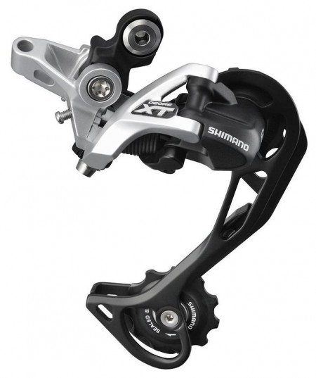 SCHIMBATOR PINIOANE SHIMANO DEORE XT RD-M781 - SGS 10 VITEZE, SHADOW DESIGN ARGINTIU