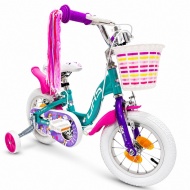 Bicicleta Copii DHS Unicorn - 12 Inch, Albastru/Roz  - Img 2