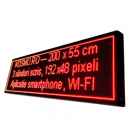 200x55 CM Firma Luminoasa LED Reclama casetata programare wi-fi app (192x48 pixeli)