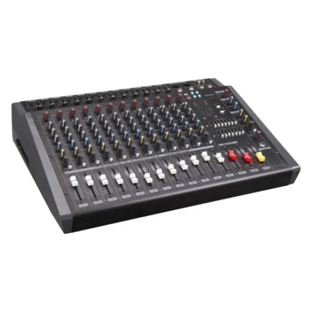 Mixer audio activ 2 x 1000W amplificat, 12 canale intrare, Bluetooth USB Phantom 48V
