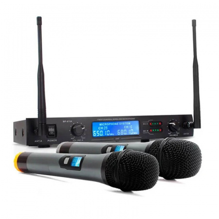 Set Microfoane fara fir wireless cu display WG-4000, Receiver UHF, Raza 100m