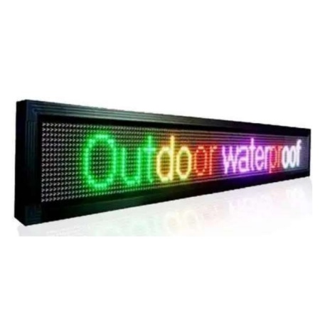 200x20 CM Reclama LED RGB Text color programabil APP, Firma luminoasa exterior (192x16 pixeli P10)
