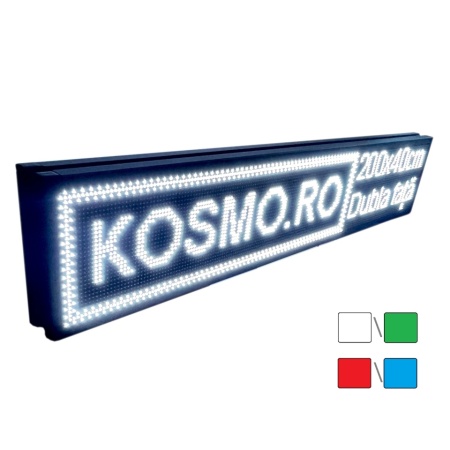 200x40 CM Reclama luminoasa LED dublu afisaj fata verso programabila APP Alb sau rosu (192x32 pixeli P10)