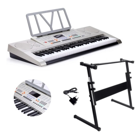 Orga electronica invatat 61 clape YM-823 + Stativ reglabil, USB, RCA, 100 ritmuri/tonuri