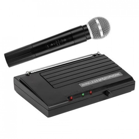 Microfon Fara Fir (Wireless) Basic SM58, Receptor SH-200 VHF, Distanta 30 metri, Baterie 9V