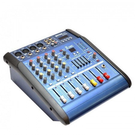 Mixer audio activ amplificare 2 x 350W, WG-4D USB, 4 canale, Egalizator, consola DJ