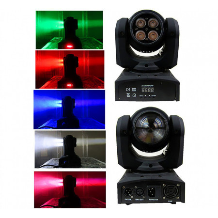 Moving head proiector dublu (fata-verso) 1x20W RGBW & 4x10W WASH LED, Aparat cu cap rotativ lumini scena club party disco