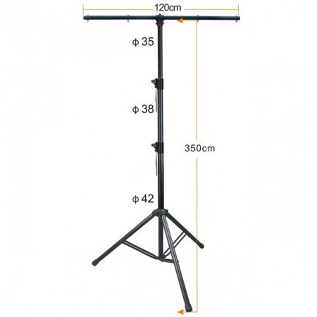 Stativ "T" Proiectoare scena club DJ - Suport Trepied Lumini Reglabil 125-300 cm, 80 KG