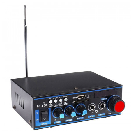 Amplificator cu Bluetooth 2x10W pentru Boxe Pasive BT-638, Karaoke, Bar, Cafenea