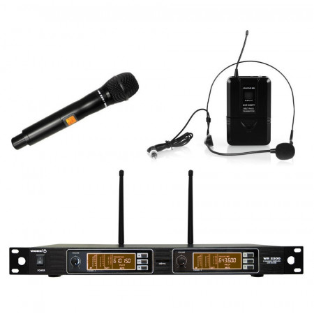 Set Microfon Wireless + Lavaliera Headset/Clema haina, Receiver cu display LCD, WVNGR WG-8833