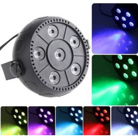 PAR LED Mini 6 x 3W RGB, Proiector lumini party multicolor, Senzor sunet