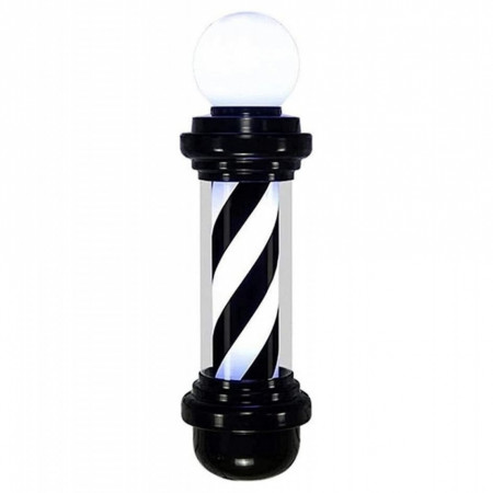 Barber Pole Alb Negru 73CM, Rotativ, Reclama luminoasa frizerie salon coafor