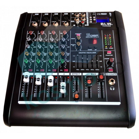 Mixer amplificat audio bluetooth 4 canale 2x250W, Consola DJ amplificare boxe pasive, Afisaj digital, USB