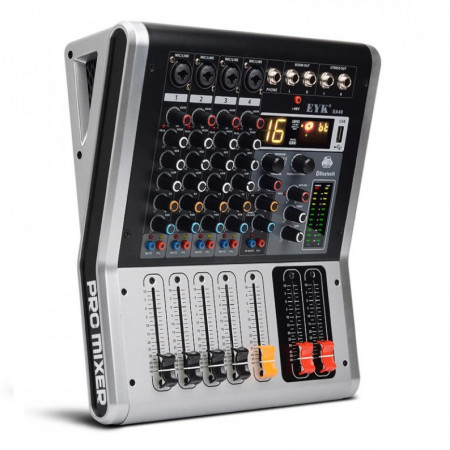 Mixer audio cu Bluetooth KA-40, 4 canale, Statie consola DJ boxe pasive 2x100W, Efecte digitale, Consola DJ Scena Sala Trupe Formatii Disco