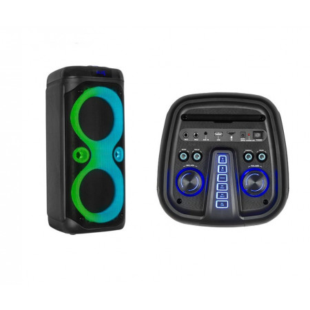 Boxa tip turn cu 2 x Difuzor 8 Inch 40W RMS, Wireless D2803, Lumini LED, Subwoofer