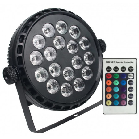 PAR-LED 18 Becuri 1W, Telecomanda, Lumini disco scena party, Microfon incorporat