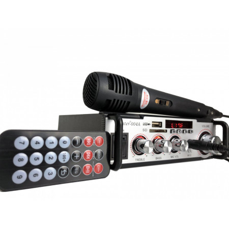 Amplificator stereo 20W + Microfon, Statie boxe pasive mici si medii