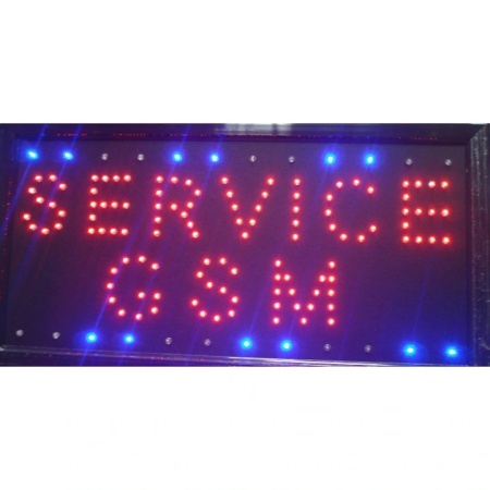 Semn luminos LED = Service GSM = joc lumini chenar, 50 x 25 cm, Panou afisaj geam magazin