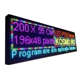 200x55 CM Panou Publicitar LED RGB Reclama Firma Luminoasa programabila telefon (192x48 pixeli LED P10)