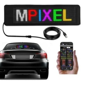 Afisaj programabil AUTO cu aplicatie telefon, 64x16 pixeli LED RGB Alimentare 5V USB, Taxi Uber Bolt - Img 3