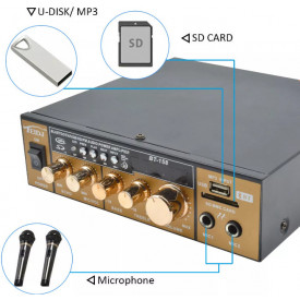 Amplificator boxe combina audio BT-158 30W, Bluetooth USB, Receiver Stereo, Statie karaoke, Radio - Img 4