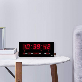 Ceas electronic pentru perete 36x15CM cu afisaj digital LED ora/minut/secunda, data, temperatura, cronometru, secundar - Img 7