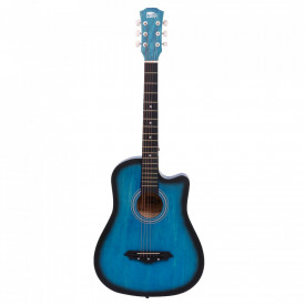 Chitara acustica albastra 3/4 Mic 90CM, Pentru incepatori, amatori, 6 Corzi metalice - Img 3
