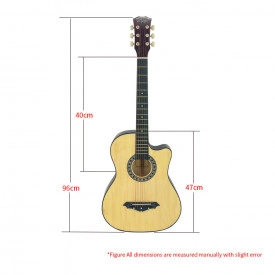 Chitara acustica exersat 4/4 38" 96CM + Husa matlasata impermeabila, 6 corzi metalice, Cutaway, Diverse culori - Img 3