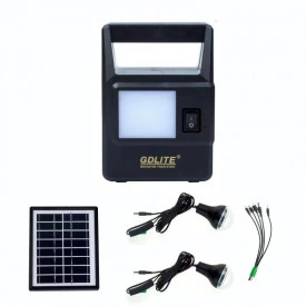 Kit solar, Baterie GD-8030 cu lanterna si 2 x Bec LED, Panou Fotovoltaic, USB - Img 3