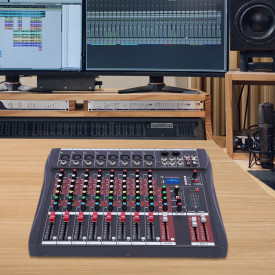 Mixer profesional pasiv audio 8 canale neamplificat, Consola DJ Club Bluetooth USB, Phantom 48V - Img 5