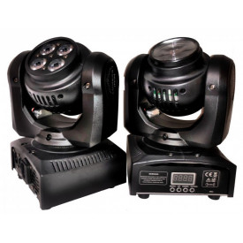 Moving head proiector dublu (fata-verso) 1x20W RGBW & 4x10W WASH LED, Aparat cu cap rotativ lumini scena club party disco - Img 4