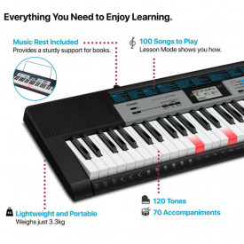 Orga electronica cu clape luminoase, CASIO LK-136, 120 x Sunete, 100 x Cantace - Img 5