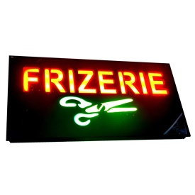 Panou luminos becuri LED = FRIZERIE = Firma luminoasa, Reclama geam 45x23cm