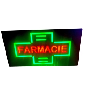 Panou luminos LED geam "FARMACIE" 43x23cm, Firma luminoasa reclama