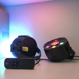 PAR LED 7 becuri, Proiector lumini petrecere, Difuzor Bluetooth, Microfon, Telecomanda - Img 2