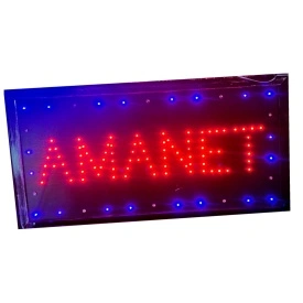 Semn luminos cu mesaj: AMANET, Firma reclama luminoasa pentru vitrina geam - Img 2
