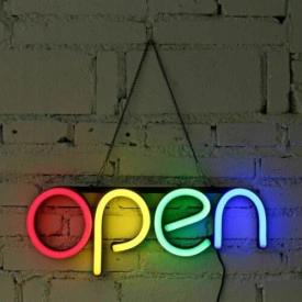 Semn luminos LED =OPEN= 40x15CM, Reclama geam firma vitrina magazin deschis, bar, restaurant, Tip neon - Img 2