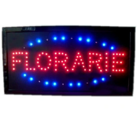 Semn luminos pentru geam: Florarie, Firma luminoasa LED, Reclama locatie taraba stand