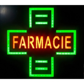Semn luminos tip cruce farmacie 45 x 45 cm, Panou cu becuri LED