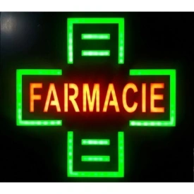 Semn luminos tip cruce farmacie 45 x 45 cm, Panou cu becuri LED
