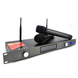 Set de doua microfoane wireless UHF U-2200, Receiver + 2 x Microfon fara fir profesional cu afisaj - Img 5